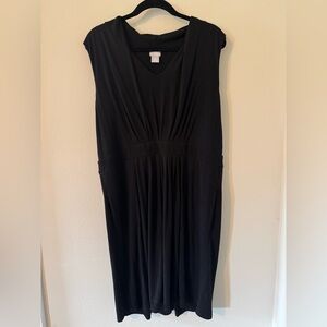 🍸Chico's Black Ruched Sheath Maxi Dress V-Neck Cocktail